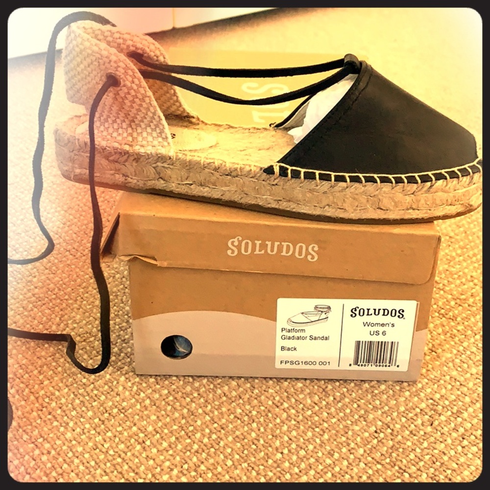 Soludos Anthropologie black platform sandal sz6